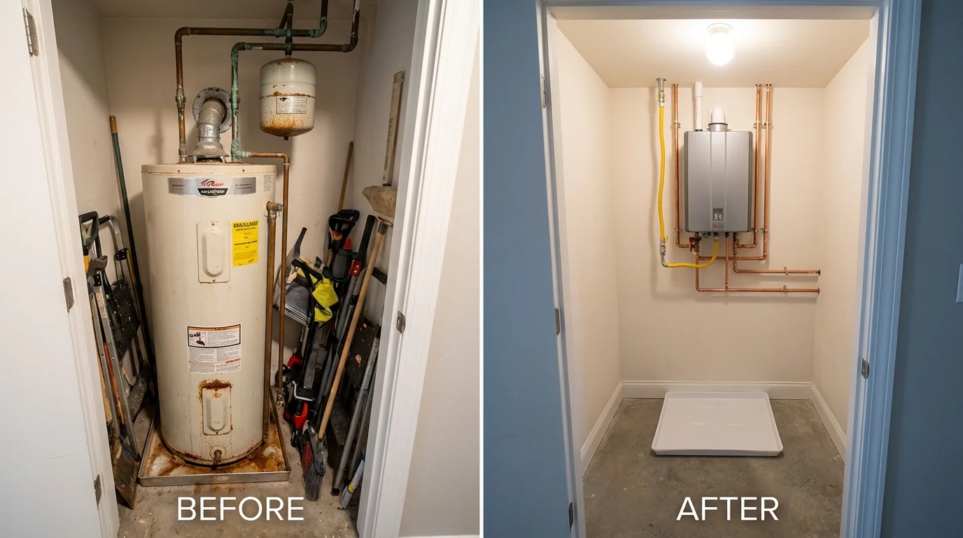 Tank water heater versus wall-mounted tankless unit comparison for Saltillo, MS homeowners